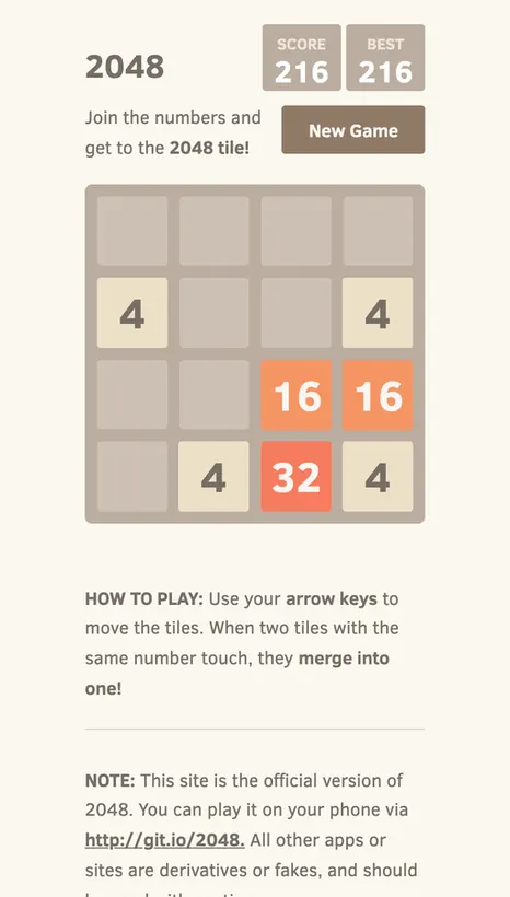 2048 gameplay screenshot 1
