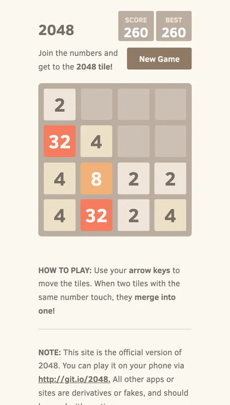 2048 gameplay screenshot 2