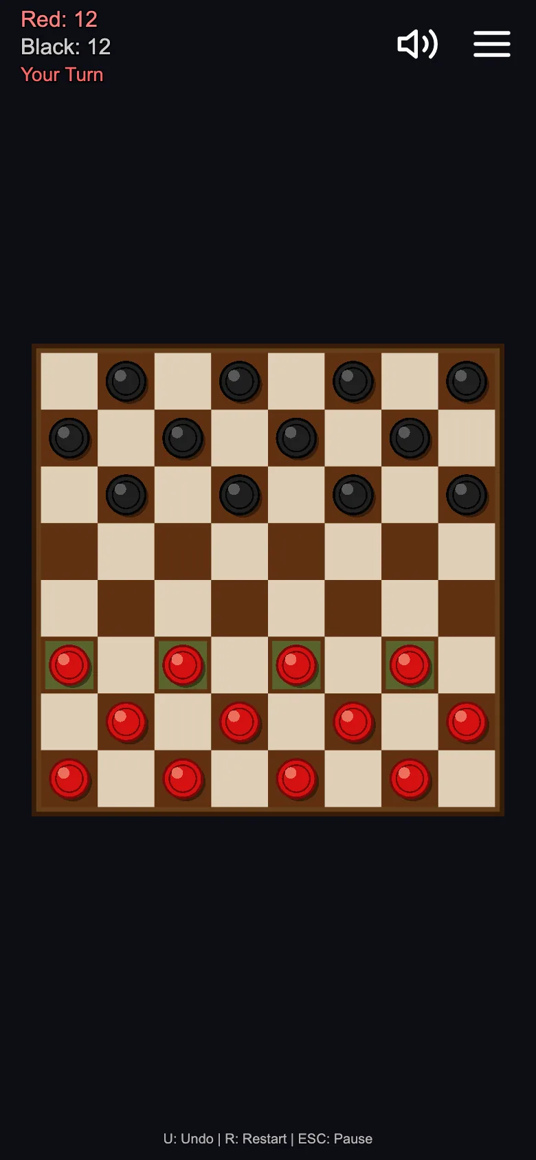 Checkers gameplay screenshot 1