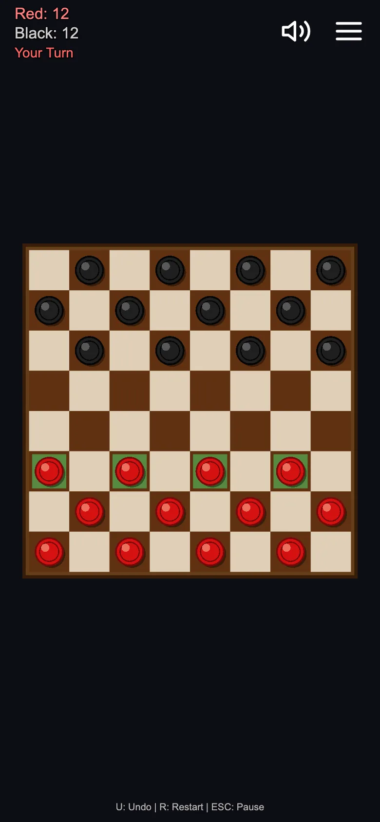 Checkers gameplay screenshot 2